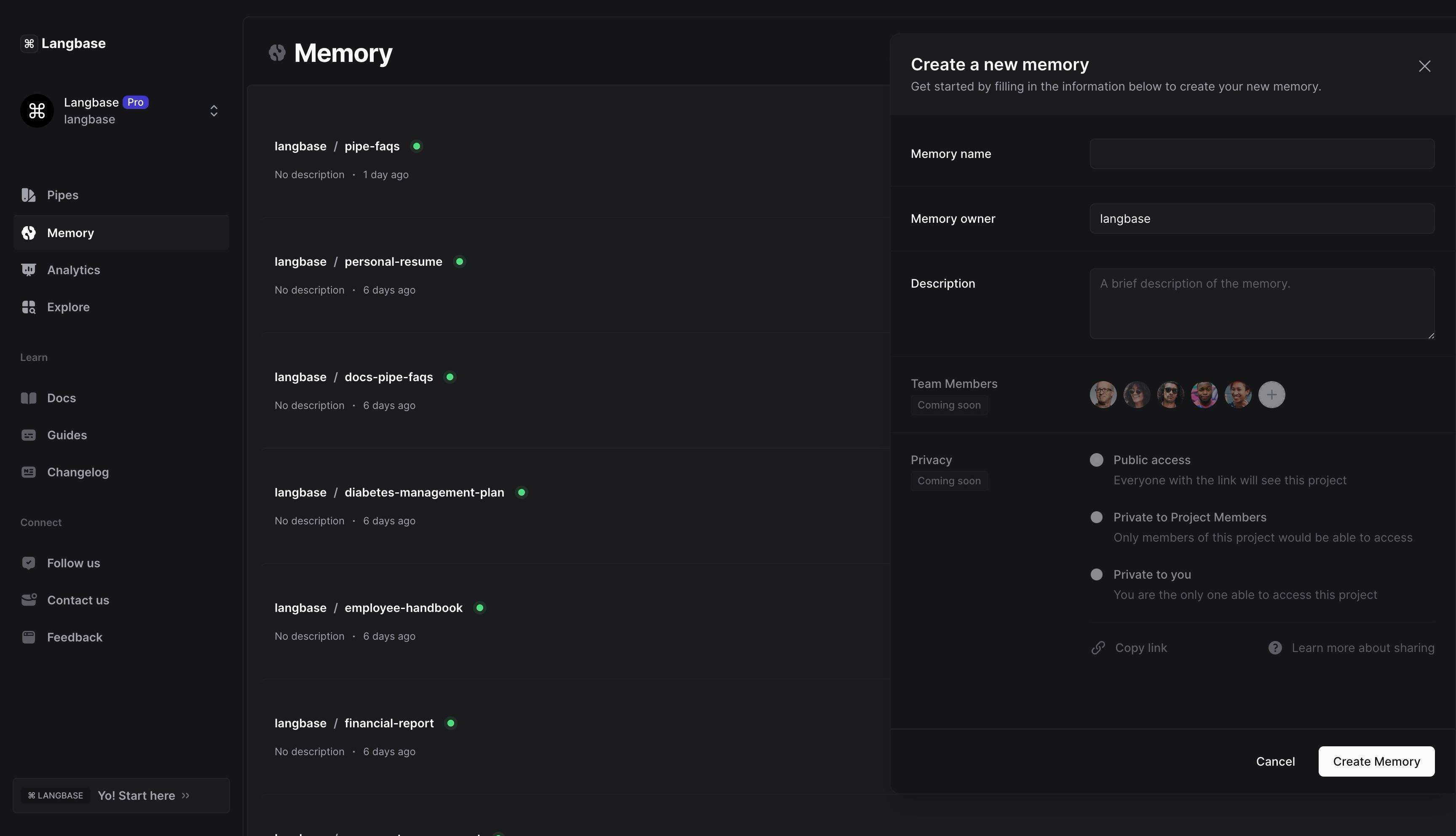 📦 NEW: Memory API Endpoints